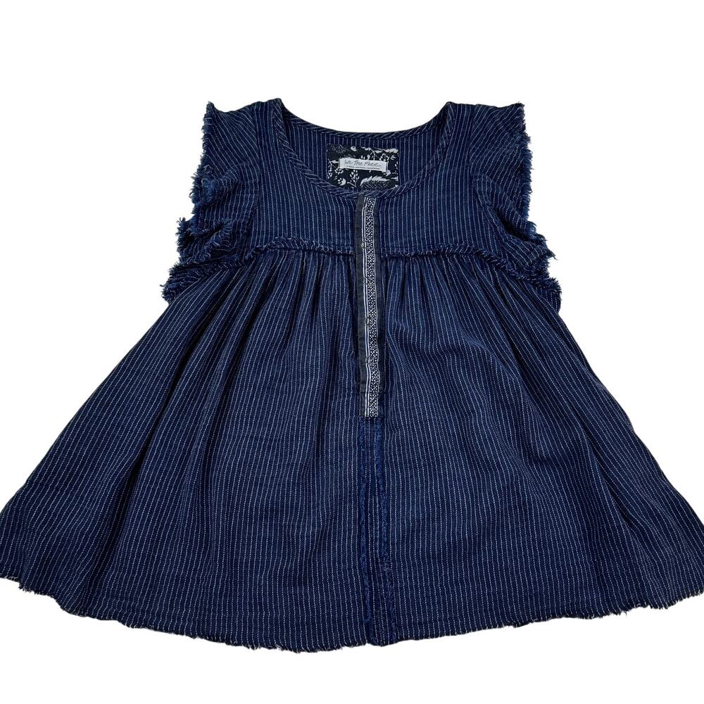 Free People Blue Ridge Indigo Lightweight Gauzy Flutter Sleeve Top Women's XS